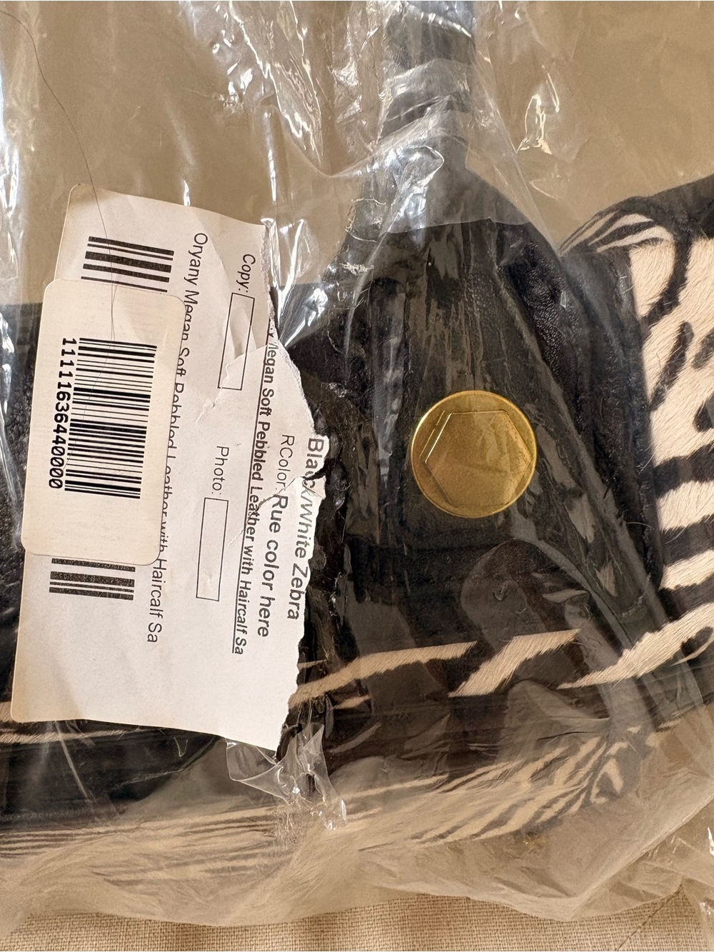 orYANY   Megan Soft Pebble Leather and Calf hair  - Black & White NWT! - Picture 8 of 8